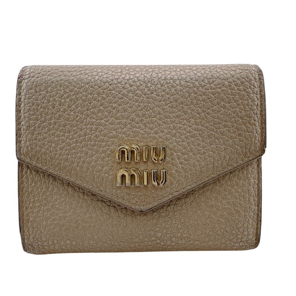 Miu Miu MIUMIU 5MH040 Compact Wallet Logo Tri-fold Pink
